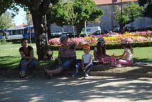 Guardenses abrigam-se do calor