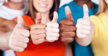 Group Of Multiracial Friends Thumbs Up